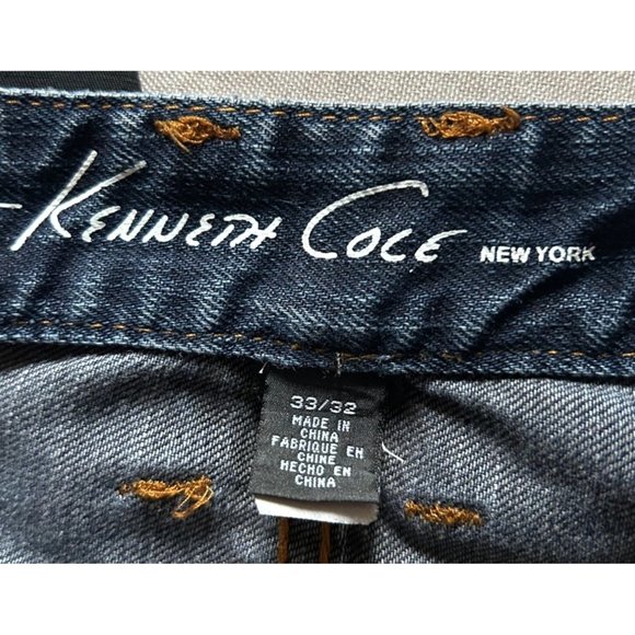 Kenneth Cole New York Men's Straight Dark Blue Denim Jeans Size 33/32 - Picture 7 of 9